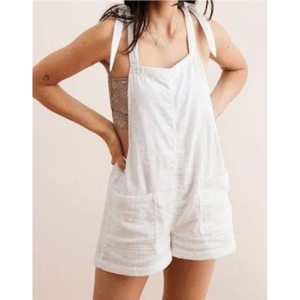 Aerie White Cotton Short Romper Size Small